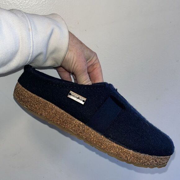 NAVY BLUE HAFLINGER WOOL CLOGS SIZE 37/WOMEN’S 6 - Picture 5 of 7